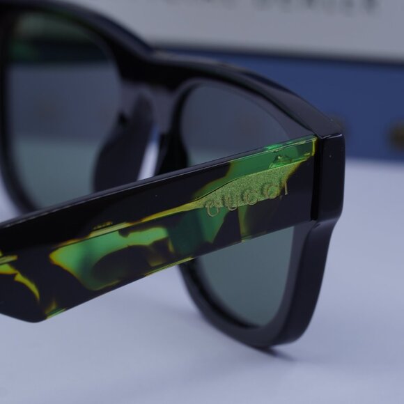 Gucci GG1427S 005 Square Sunglasses - Black/Green Havana/Green - Picture 11 of 12